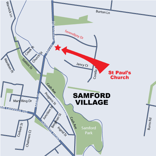 Map: How to find St Pauls Anglican Church Samford